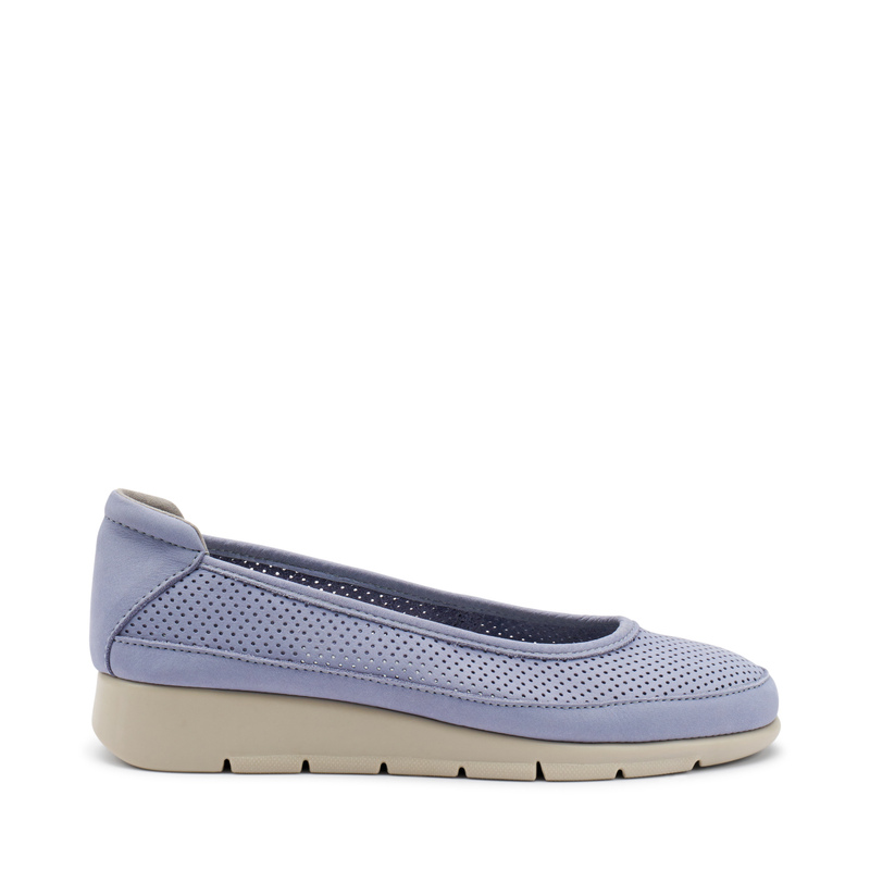 ComfortTech-Ballerinas aus gestanztem Nubukleder | Frau Shoes | Official Online Shop