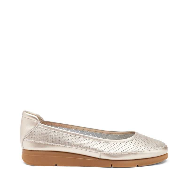 Comfortable perforated foiled leather ballet flats | Frau Shoes | Official Online Shop