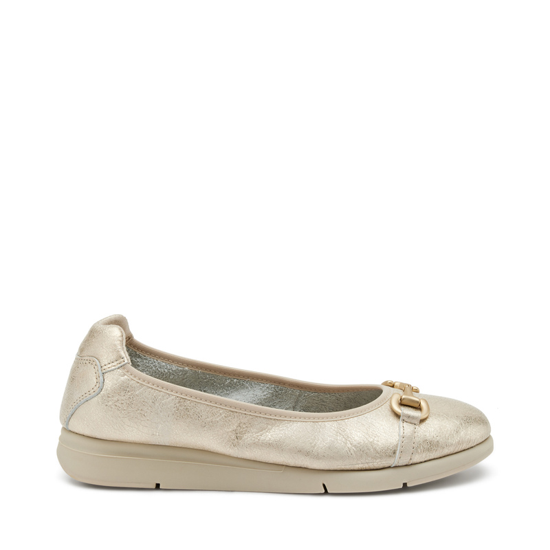 Comfortable foiled leather ballet flats with clasp - Flats | Frau Shoes | Official Online Shop