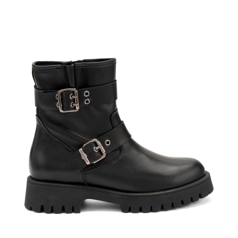 Leather ankle boots with buckles and lug sole - Boots and Ankle boots | Frau Shoes | Official Online Shop