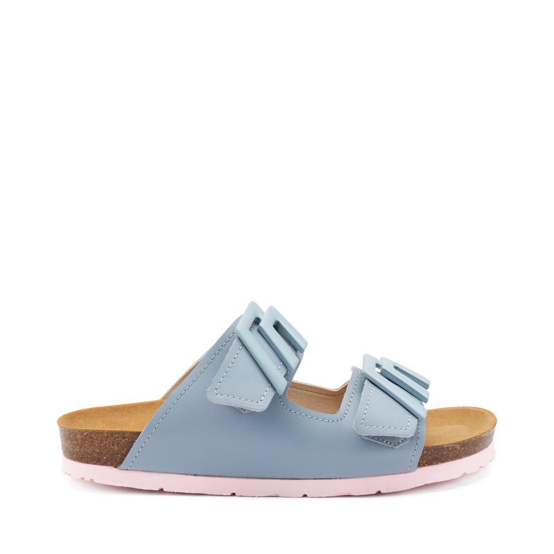 Pantolette aus Leder mit zwei Riemen mit Logo | Frau Shoes | Official Online Shop