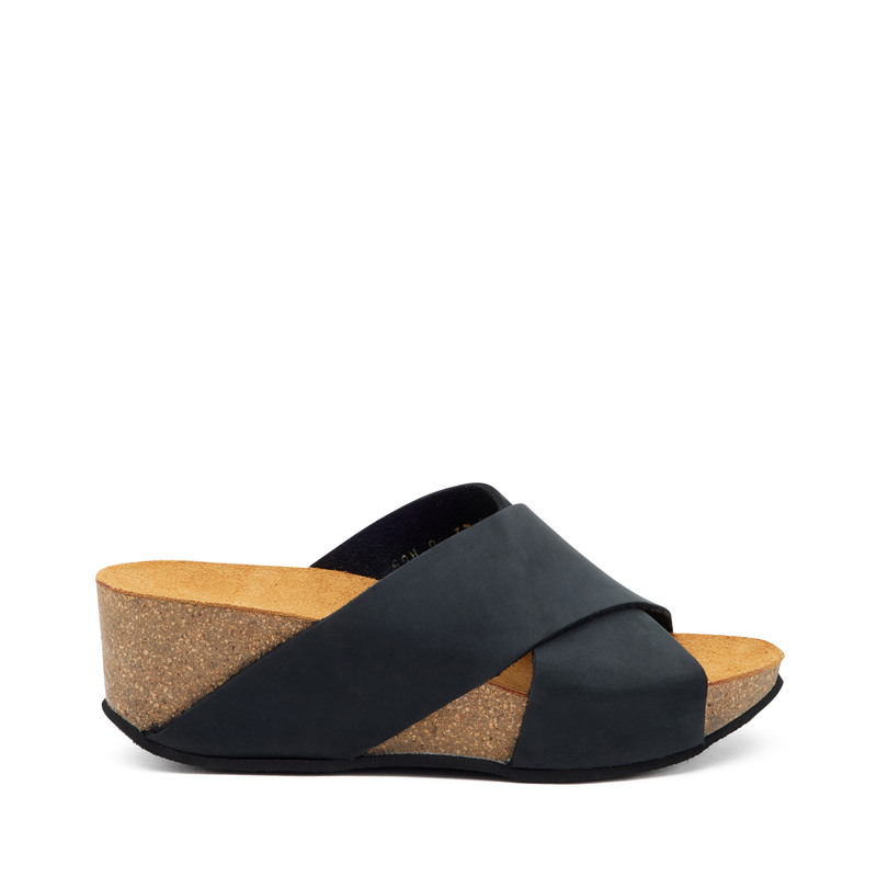 Crossover nubuck sliders with wedge | Frau Shoes | Official Online Shop