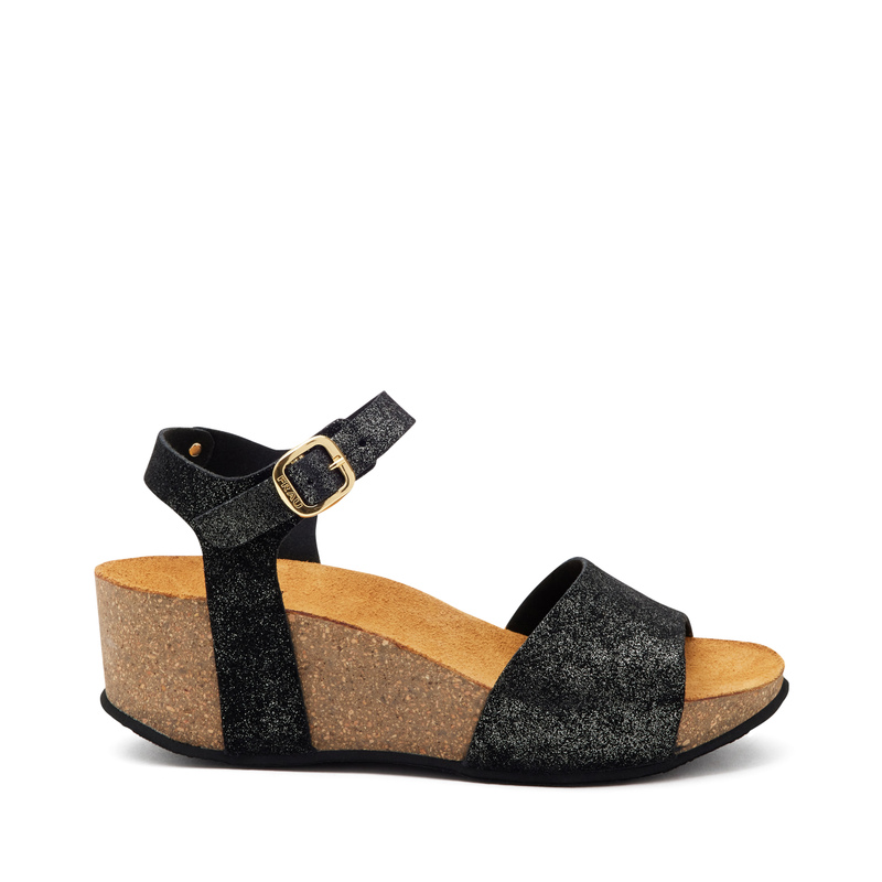 Glittery suede strap sandals with wedge | Frau Shoes | Official Online Shop