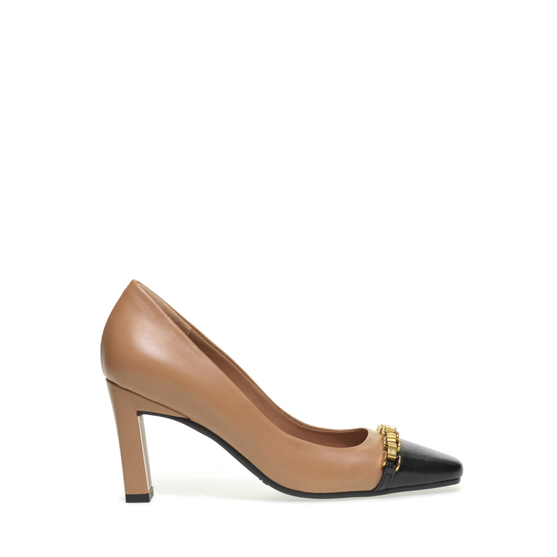 Leather pumps with contrasting toe - Maxi Chain | Frau Shoes | Official Online Shop