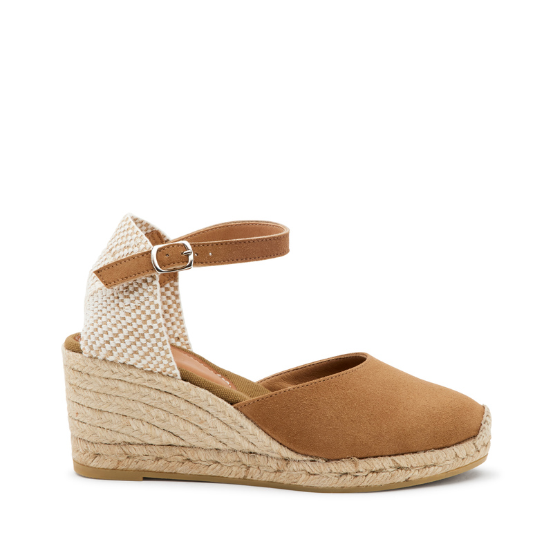 Sandalo in pelle scamosciata con zeppa in corda - Sandali con zeppa | Frau Shoes | Official Online Shop