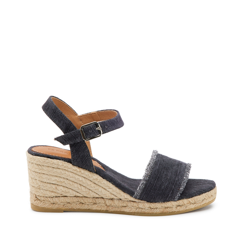 Sandale mit Riemen aus Canvas mit Keilabsatz in Seil-Optik | Frau Shoes | Official Online Shop