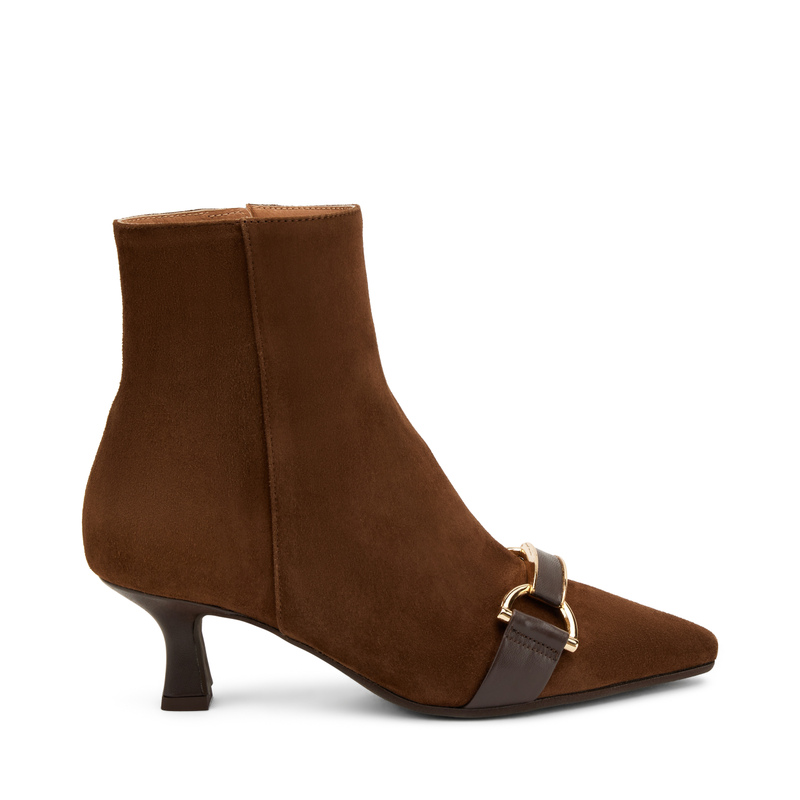 Suede ankle boots with bridged clasp detail - Woman's Shoes | Frau Shoes | Official Online Shop