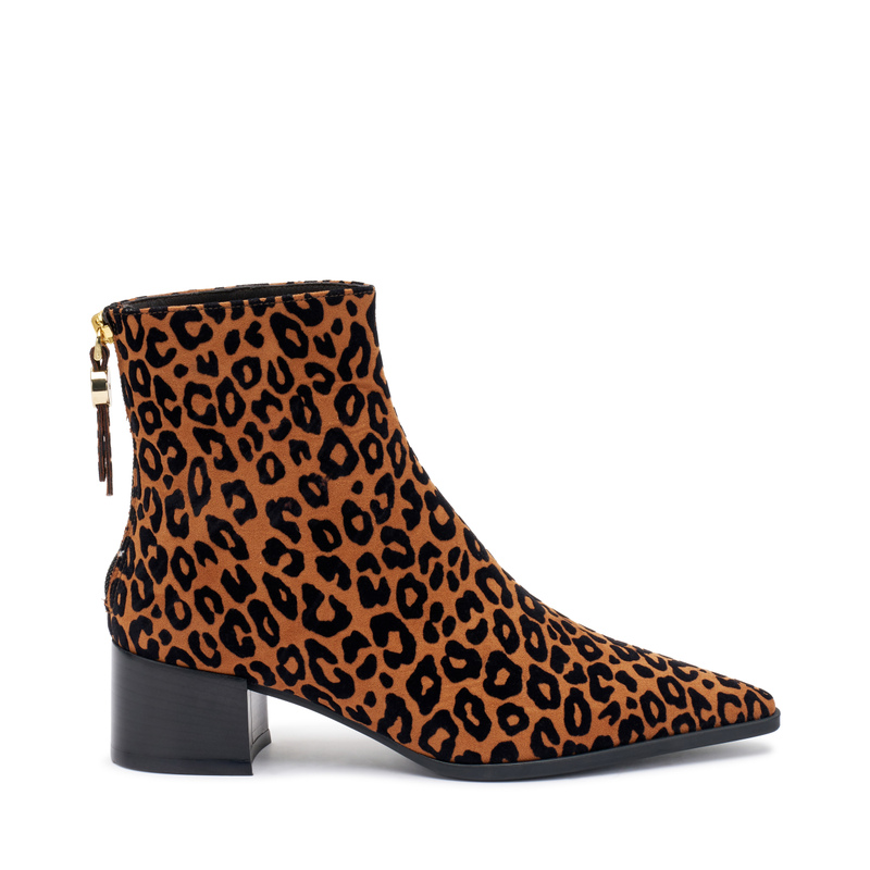 Heeled ankle boots in leo-print fabric | Frau Shoes | Official Online Shop