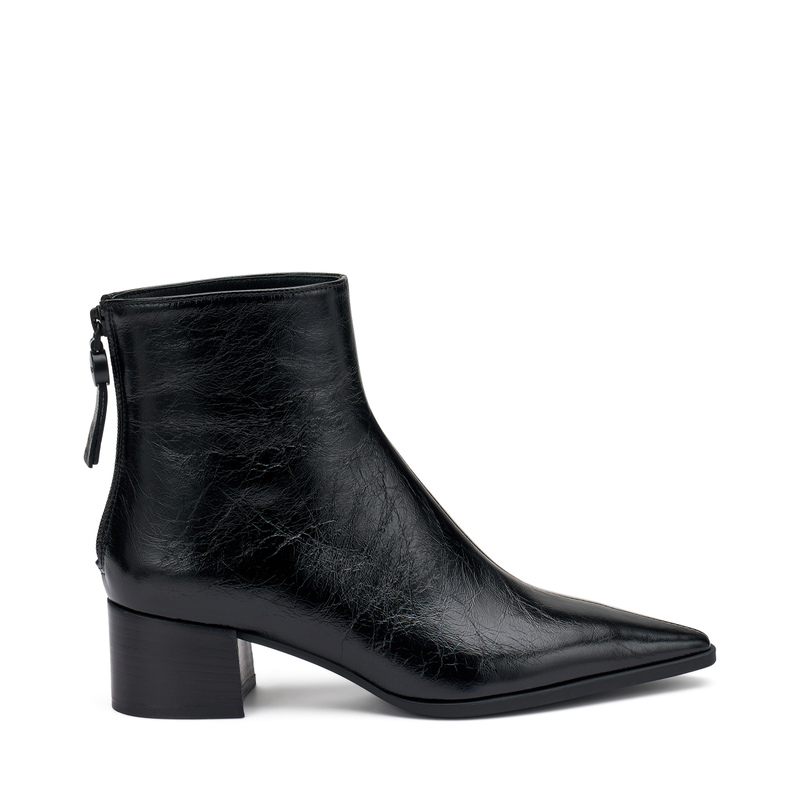 Heeled ankle boots in creased-effect shiny leather - Boots and Ankle boots | Frau Shoes | Official Online Shop