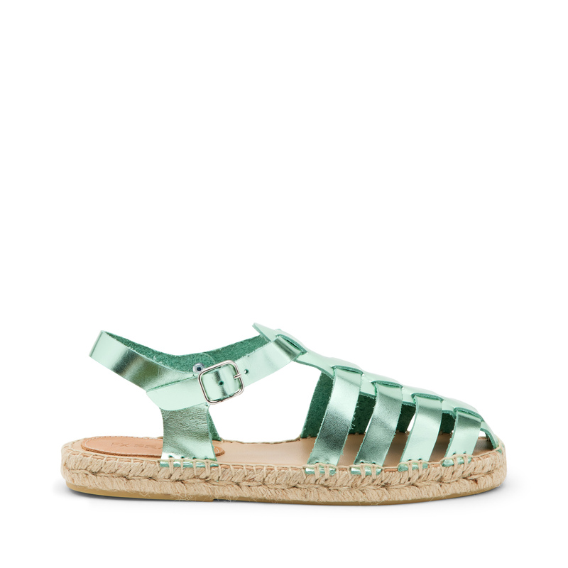 Foiled leather caged fisherman sandals with rope sole | Frau Shoes | Official Online Shop
