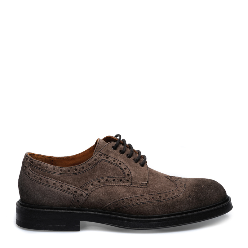 British Derby aus Veloursleder im Schwalbenschwanz-Design | Frau Shoes | Official Online Shop