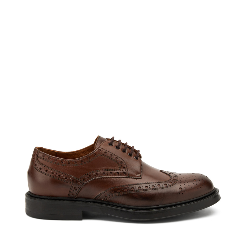 Leather Derby shoes with wing-tip detail - British mood | Frau Shoes | Official Online Shop
