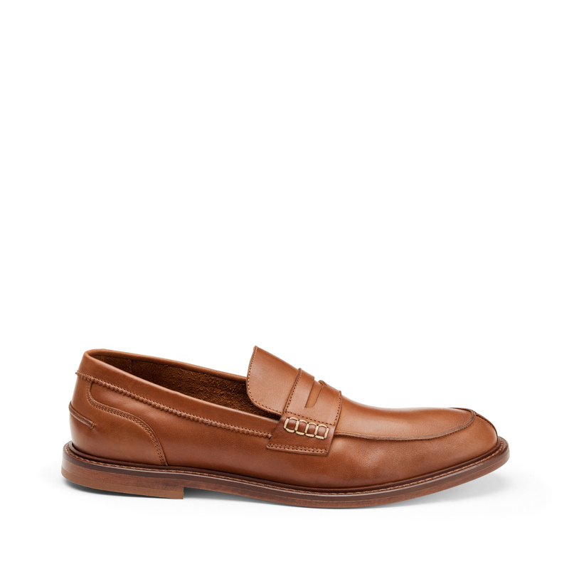 Ragged-look leather loafers with leather sole - Loafers | Frau Shoes | Official Online Shop