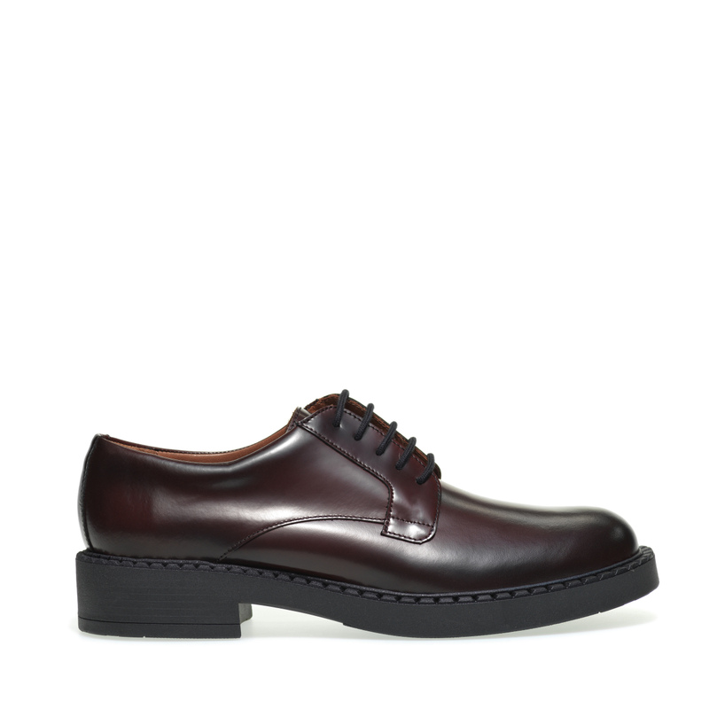 Schnürschuhe aus halb glänzendem Leder mit dicker Sohle - Schnürschuhe | Frau Shoes | Official Online Shop