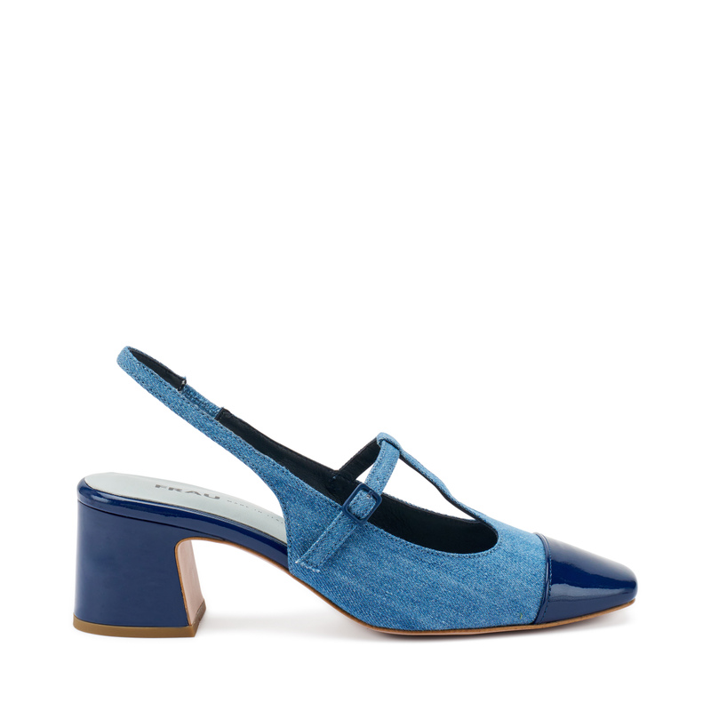 T-Strap-Schuh mit Absatz aus Denim | Frau Shoes | Official Online Shop