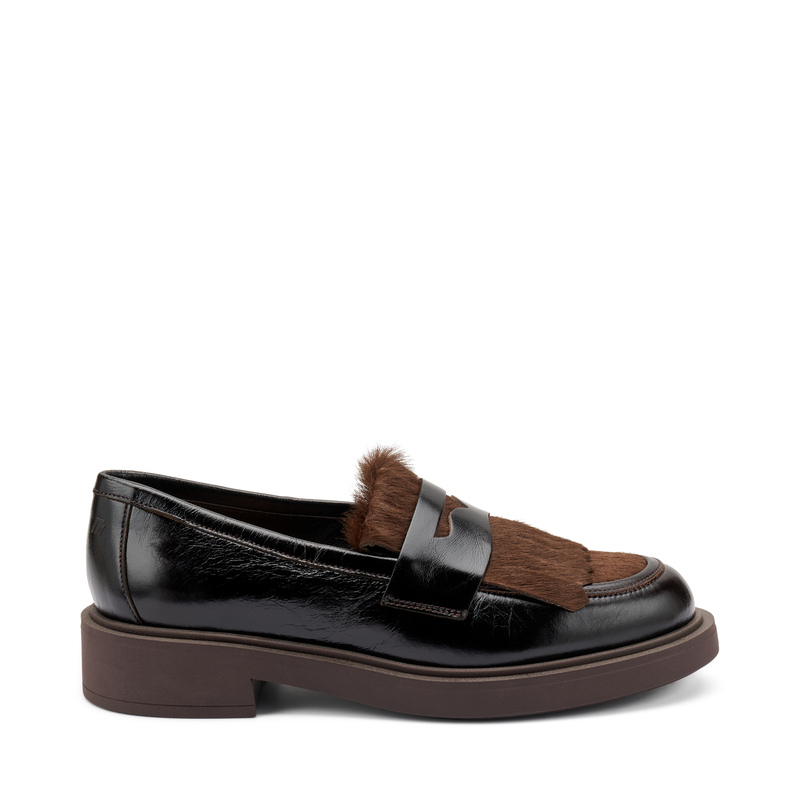 Bi-material loafers with fringing | Frau Shoes | Official Online Shop
