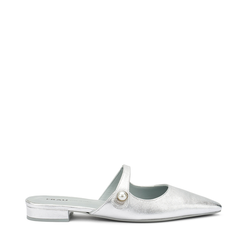Silberne Mules mit Perlenschmuck | Frau Shoes | Official Online Shop