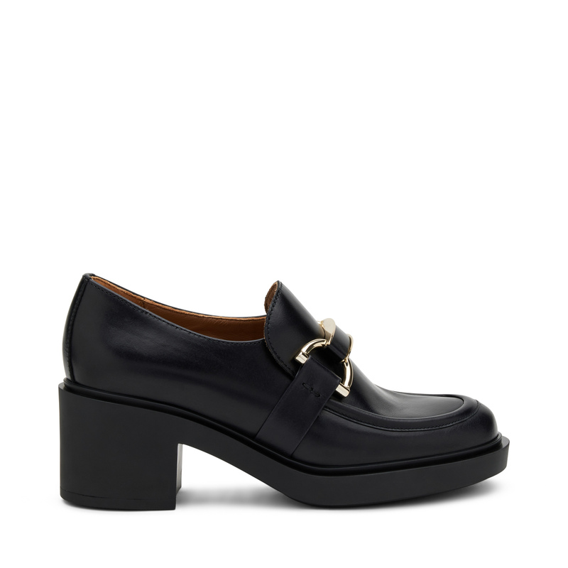 Mokassin aus Leder mit Spange und 5 cm hohem Absatz | Frau Shoes | Official Online Shop