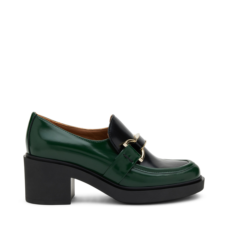 Zweifarbiger Mokassin aus Leder mit Absatz - HW23 Kollektion | Frau Shoes | Official Online Shop