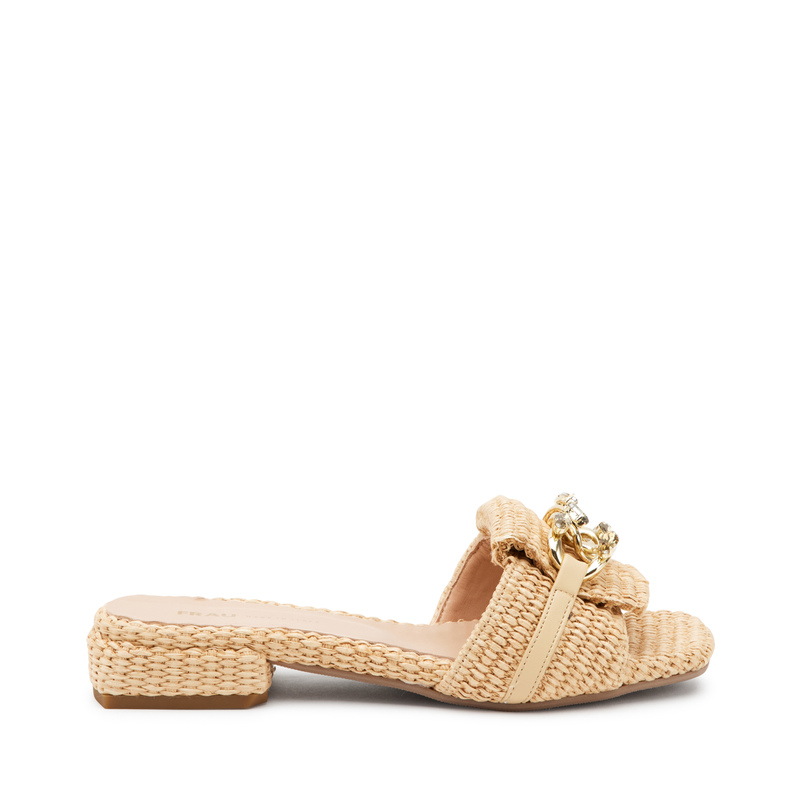 Ciabattina in rafia con applicazione gioiello e tacco basso | Frau Shoes | Official Online Shop