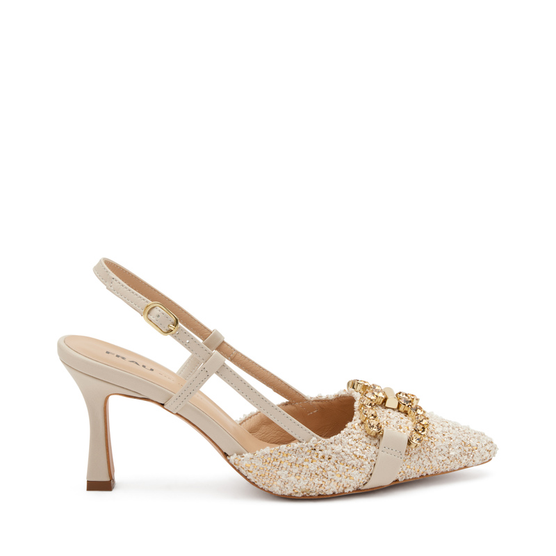 High-heeled bejewelled bouclé slingbacks - S / S 2024 | Woman's Collection | Frau Shoes | Official Online Shop