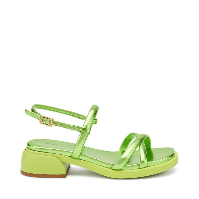 Foiled leather sandals with tubular straps - Color Block | Frau Shoes | Official Online Shop