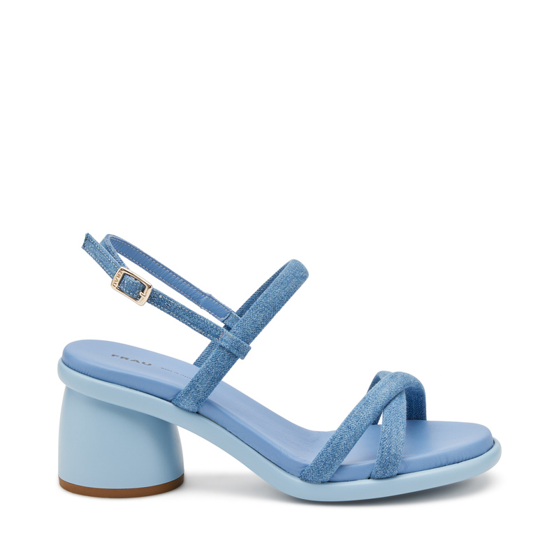 Denim sandals with geometric heel - Color Block | Frau Shoes | Official Online Shop
