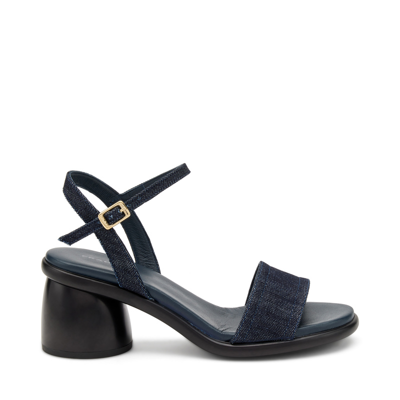 Sandale mit Riemen aus Denim mit geometrischem Absatz | Frau Shoes | Official Online Shop