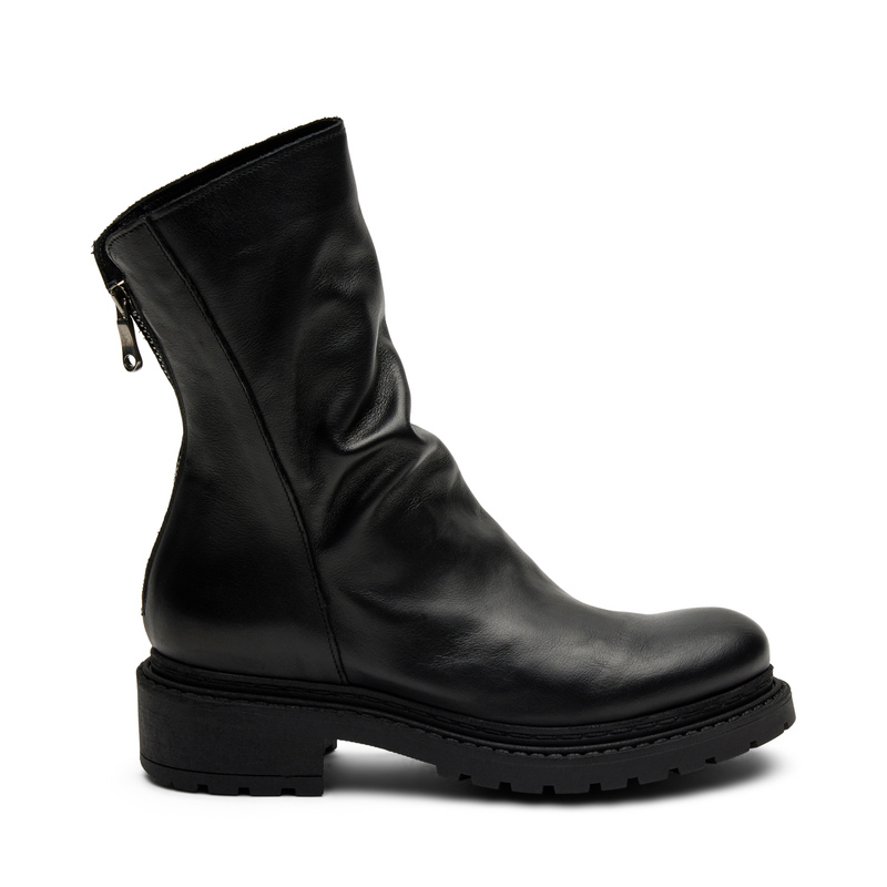Leather biker boots with rear zip | Frau Shoes | Official Online Shop