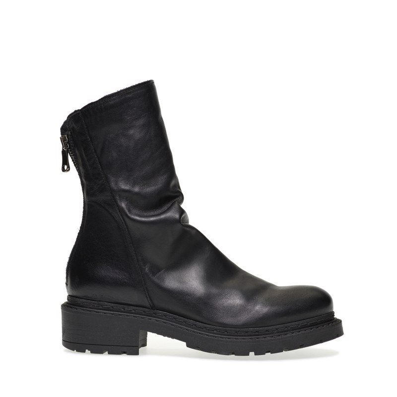 Leather biker boots with rear zip | Frau Shoes | Official Online Shop