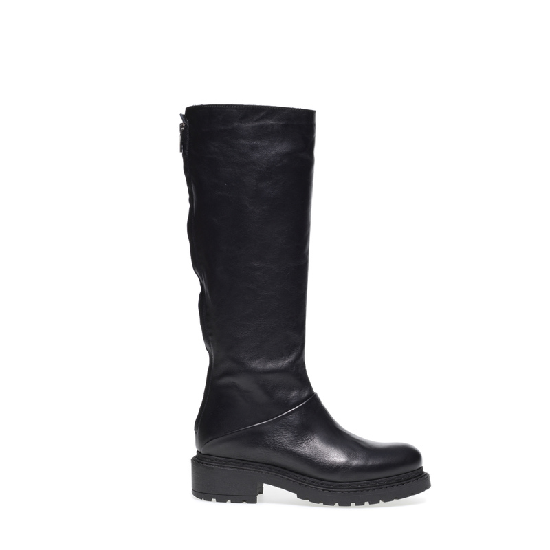 Leather biker boots with zip - Boots | Frau Shoes | Official Online Shop