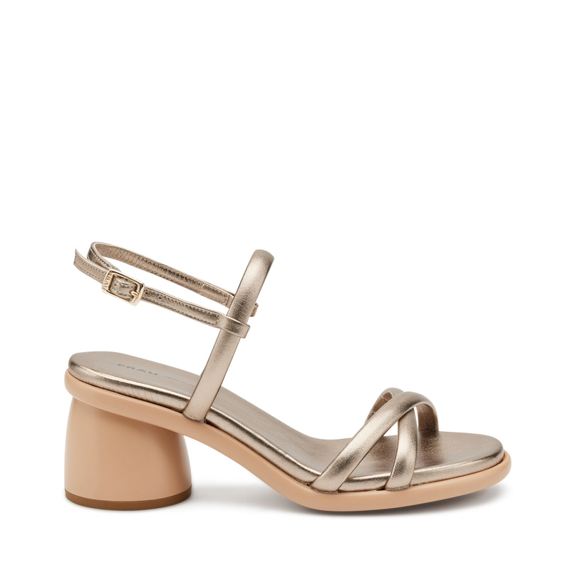 Foiled leather sandals foiled with geometric heel - Metal Trend | Frau Shoes | Official Online Shop