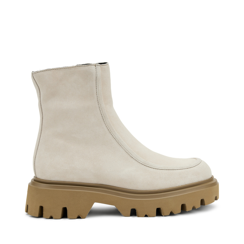Suede ankle boots with Adler stitching - White Winter | Frau Shoes | Official Online Shop