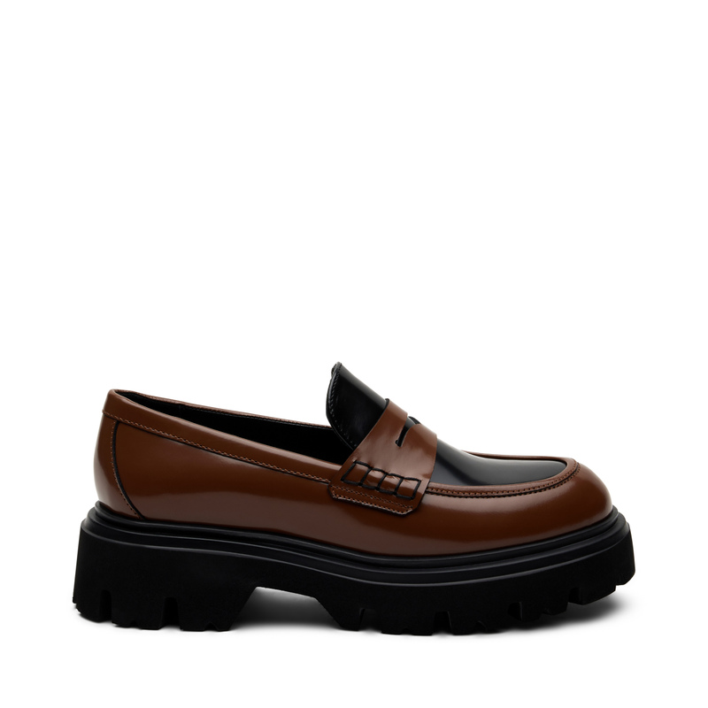 Mocassino bicolore in pelle abrasivata - Color Block | Frau Shoes | Official Online Shop