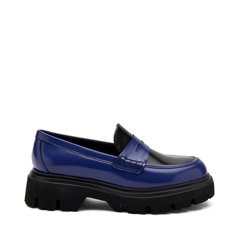 Mocassino bicolore in pelle abrasivata - Color Block | Frau Shoes | Official Online Shop