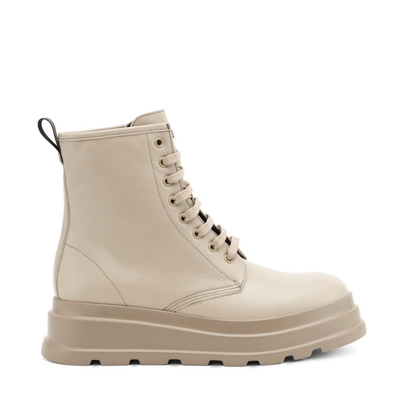 Leather combat boots with platform sole - White Winter | Frau Shoes | Official Online Shop