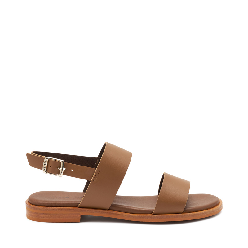 Sandale mit zwei Riemen aus offenkantig geschnittenem Leder | Frau Shoes | Official Online Shop