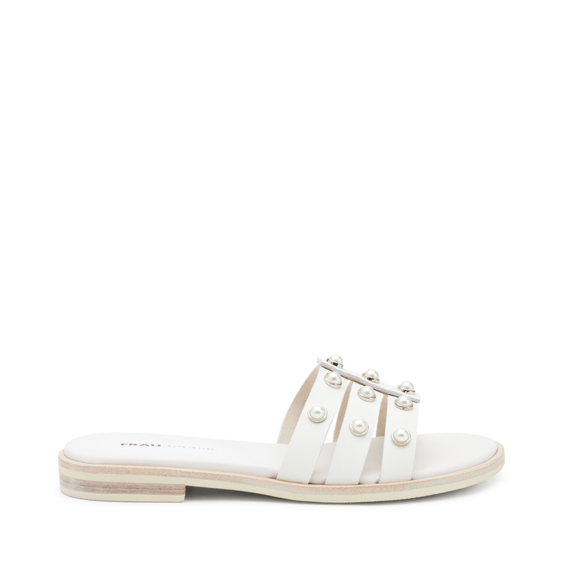 Leather sliders with pearly appliqués - Sandals | Frau Shoes | Official Online Shop