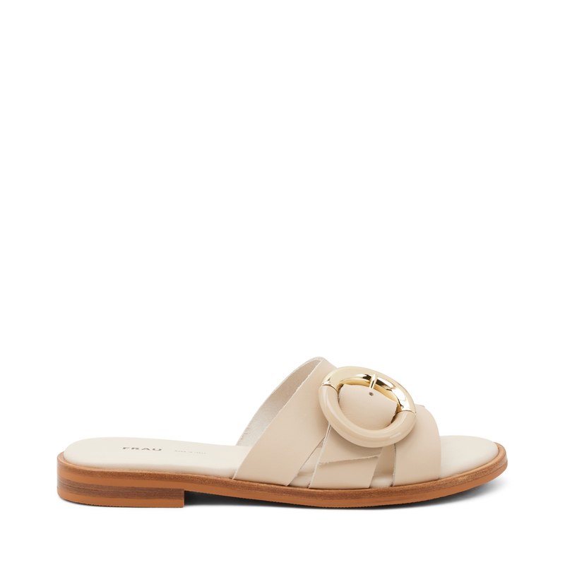 Leather strap sliders with two-tone buckle - Slippers & Sabot | Frau Shoes | Official Online Shop