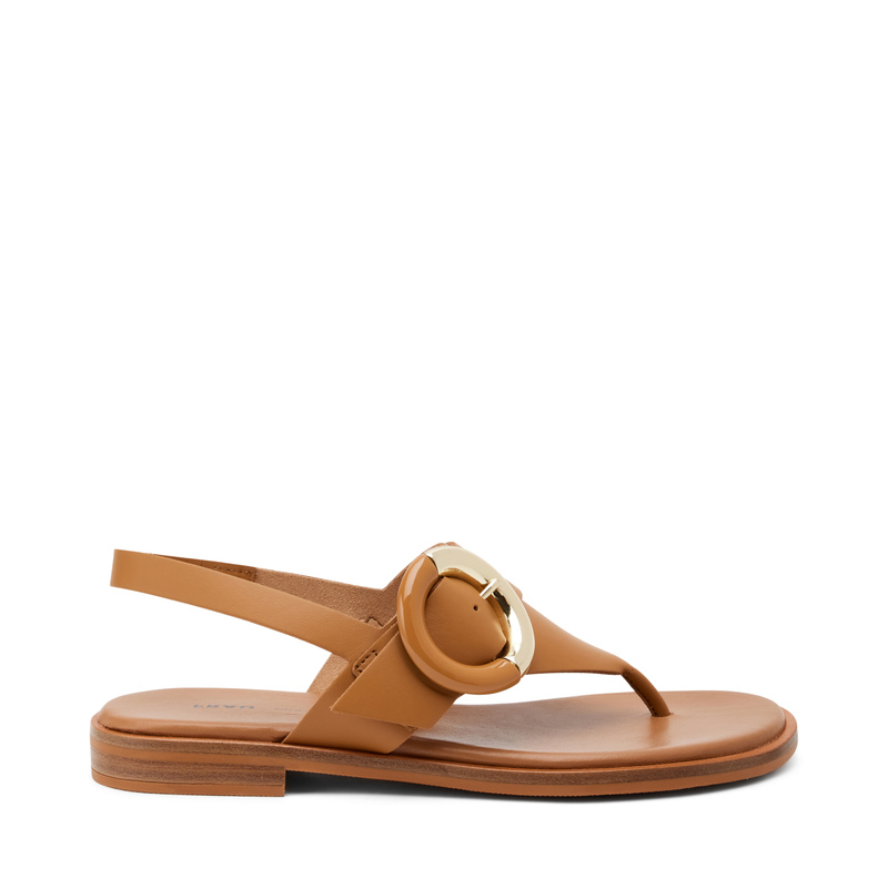 Leather thong sandals with two-tone maxi-buckle - Sandals | Frau Shoes | Official Online Shop
