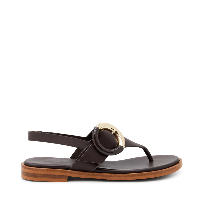 Leather thong sandals with two-tone maxi-buckle | Frau Shoes | Official Online Shop