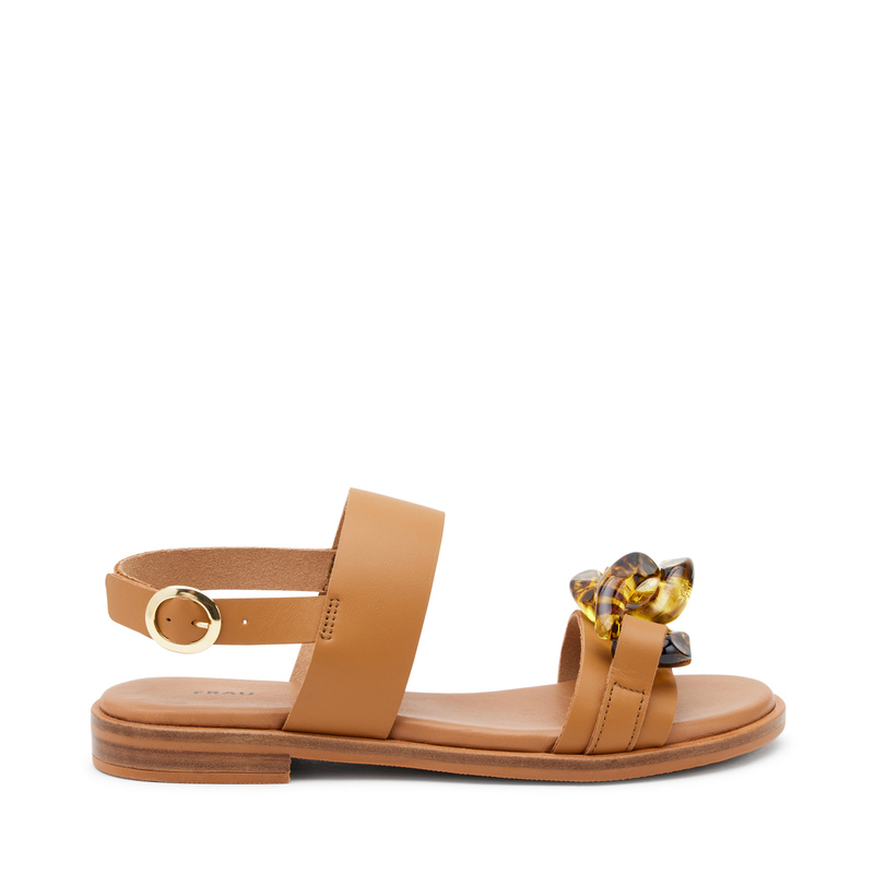 Leather strap sandals with tortoiseshell chain detailing | Frau Shoes | Official Online Shop