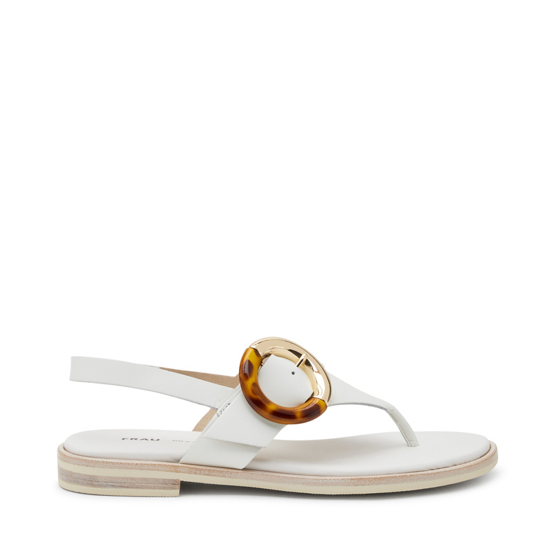 Leather thong sandals with tortoiseshell buckle - Sandals | Frau Shoes | Official Online Shop