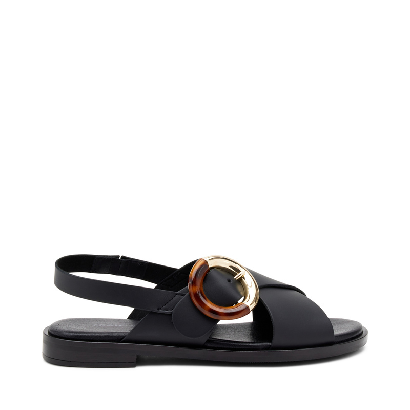 Sandale mit überkreuzten Riemen aus Leder mit Turtle-Schnalle - Sandalen | Frau Shoes | Official Online Shop