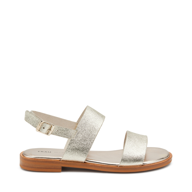 Foiled leather two-strap sandals - Metal Trend | Frau Shoes | Official Online Shop