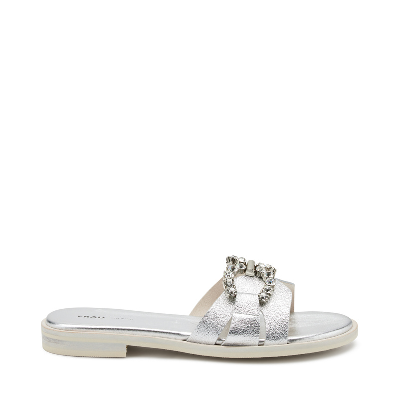Bejewelled foiled leather sliders - Slippers | Frau Shoes | Official Online Shop