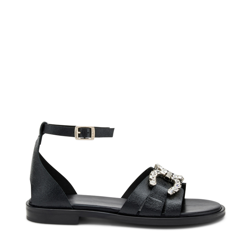 Sandale aus laminiertem Leder mit Schmuckdetail - New Details | Frau Shoes | Official Online Shop