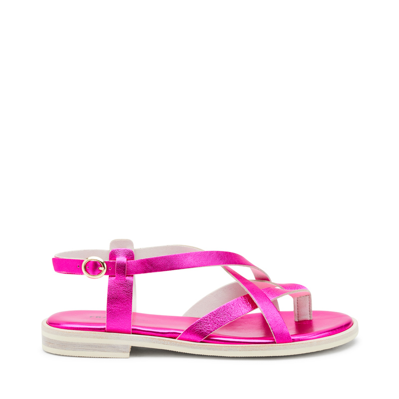 Foiled leather thong sandals with straps | Frau Shoes | Official Online Shop