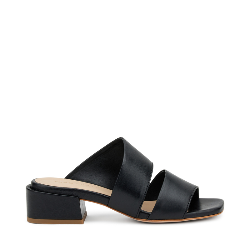 Leather double-strap mules with low heel | Frau Shoes | Official Online Shop