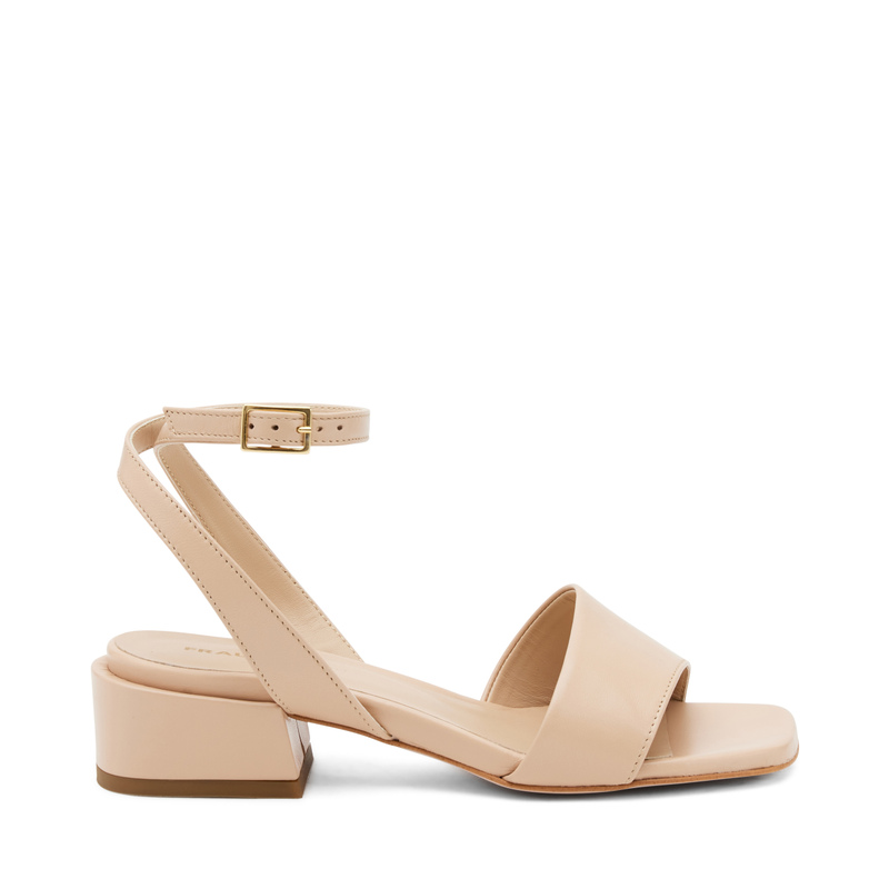 Sandale mit Riemen aus Leder mit niedrigem Absatz | Frau Shoes | Official Online Shop